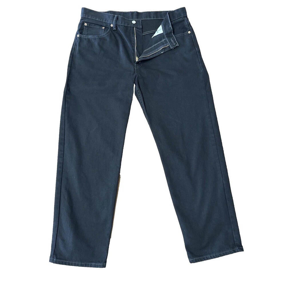Levi’s 550 Black Relaxed Fit Heavyweight Straight Jeans Contrast Stitch 36x30